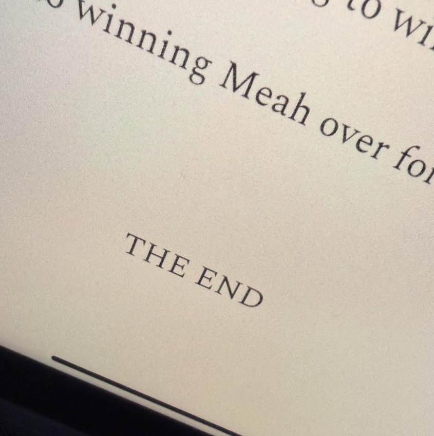 Screenshot of a document with the words, "winning Meah over for..." and "THE END"
