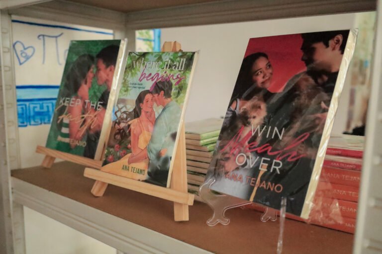 Ana Tejano's books on display: Keep the Faith, Where It All Begins, Win Meah Over